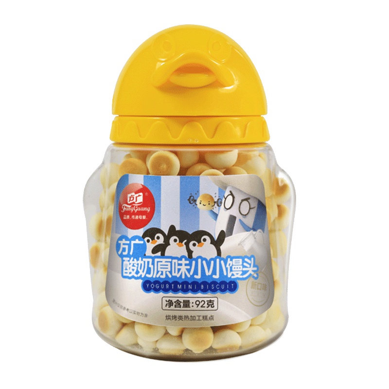 方广 儿童零食 饼干 奶豆 溶豆 酸奶原味小小馒头92g/罐装