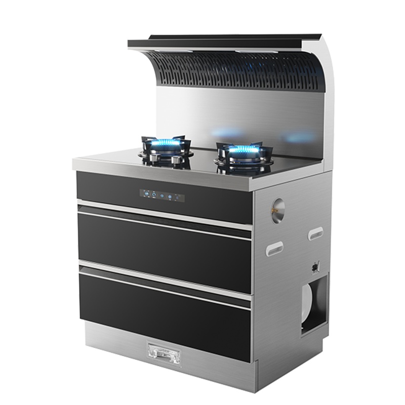 优好(UOHO)X75F一体式集成灶家用抽油烟机燃气灶双灶消毒柜套装液化气