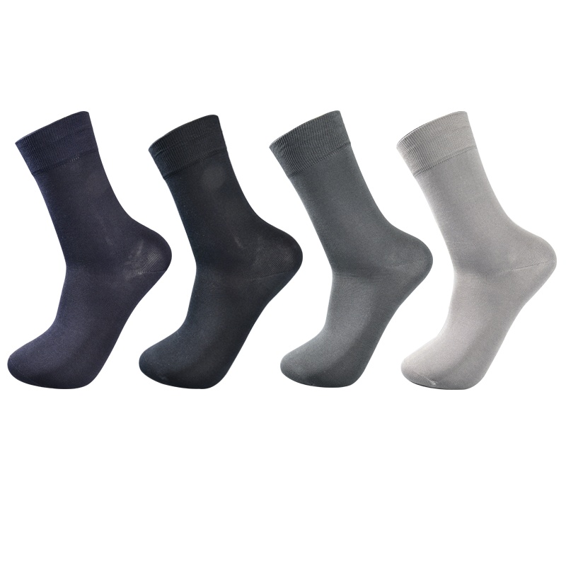 男士防臭丝光棉正装袜子轻爽透气纯色中长筒绅士西装袜男皮鞋袜