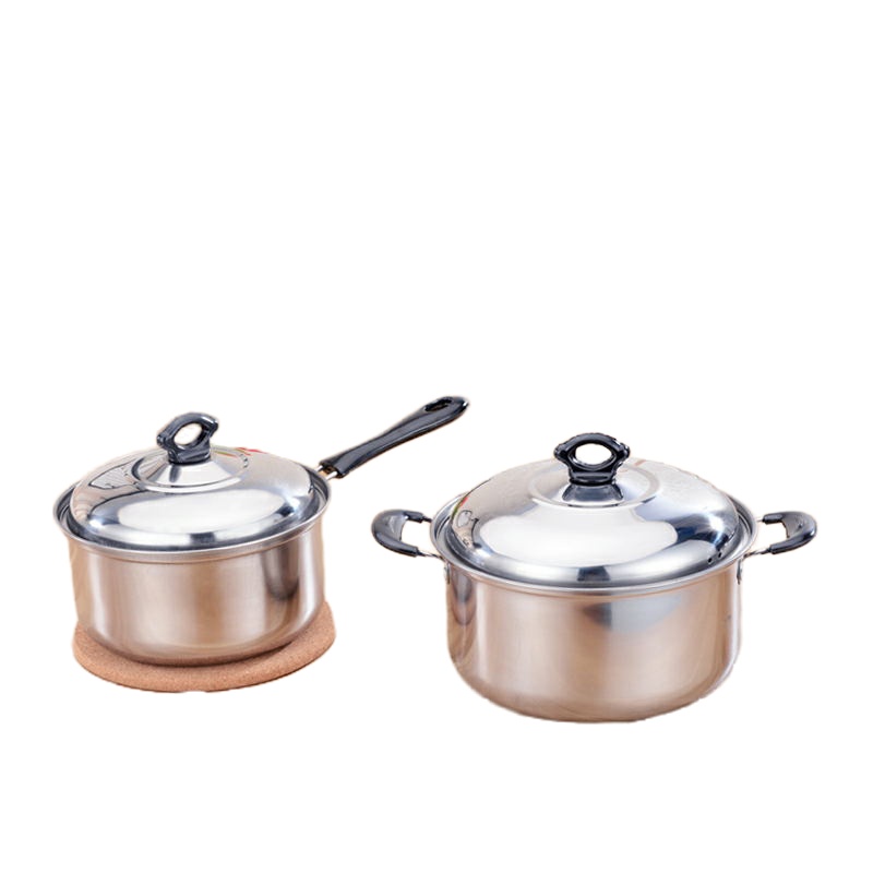 奶锅不锈钢汤锅18cm小奶锅韩式烘焙精灵厨房煮奶瓶锅电磁炉小锅面条锅 28CM双柄加厚加深玻璃盖