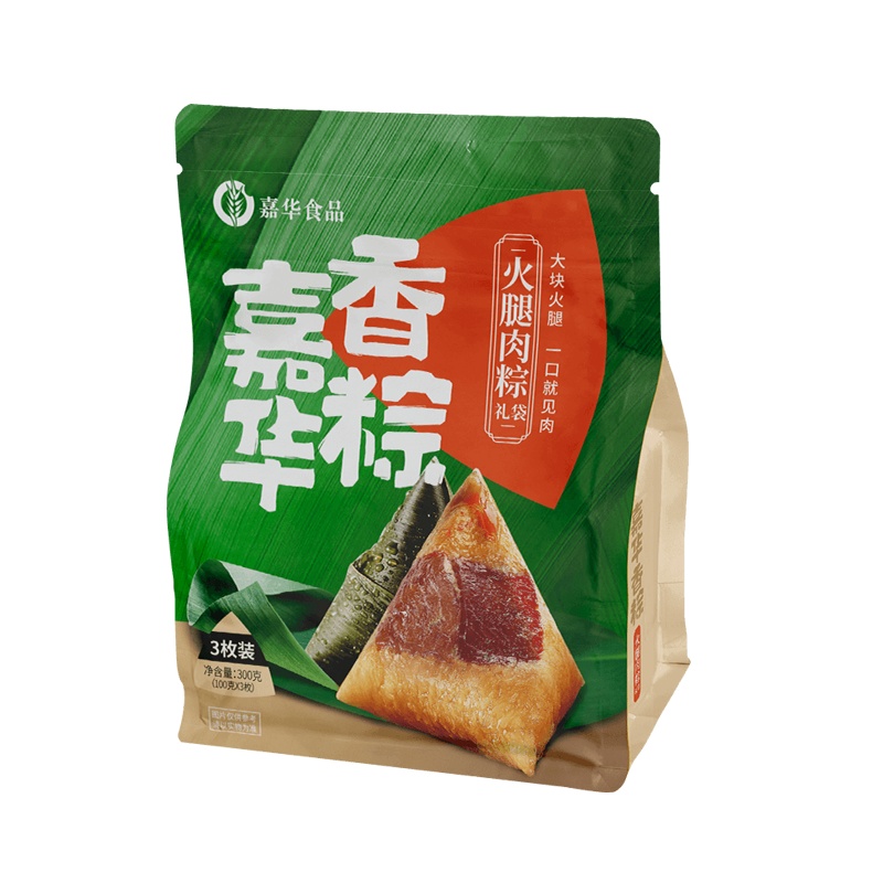 嘉华食品 火腿肉粽礼袋300g 嘉兴风味粽子3枚 100g/枚 端午香粽传统小吃糕点零食