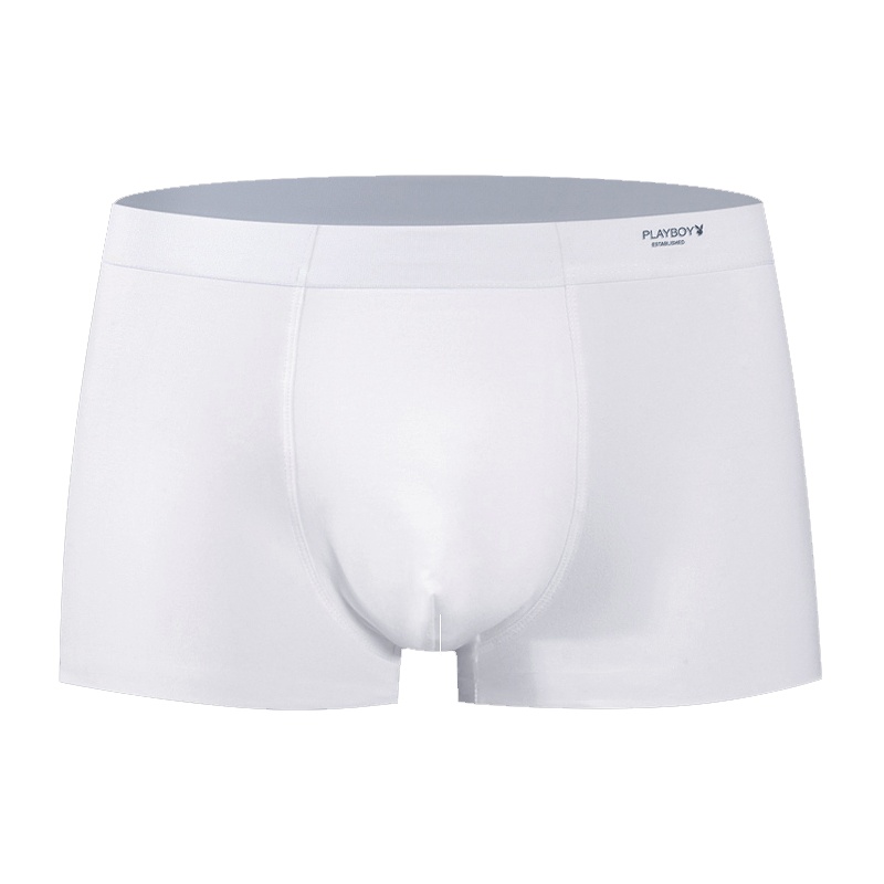 花花公子内裤男士平角裤莫代尔抗抑菌纯白色中腰无痕透气冰丝舒适夏季四角短裤衩男裤头3681