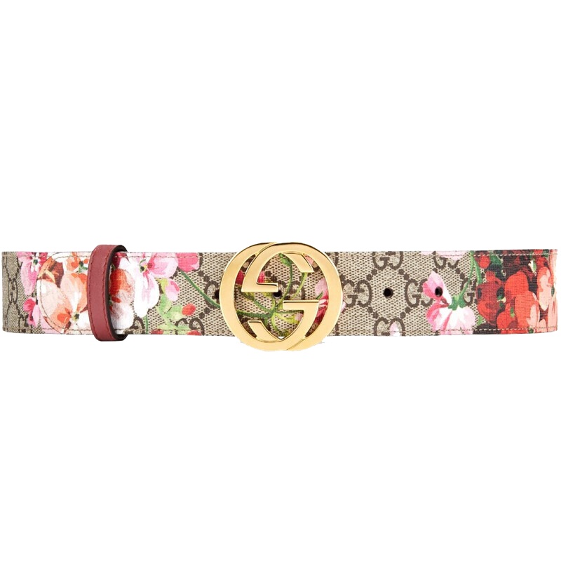 [海外直邮]GUCCI 古驰女士皮带Blooms天竺葵印花女士腰带金扣370543 KU2IG 8693