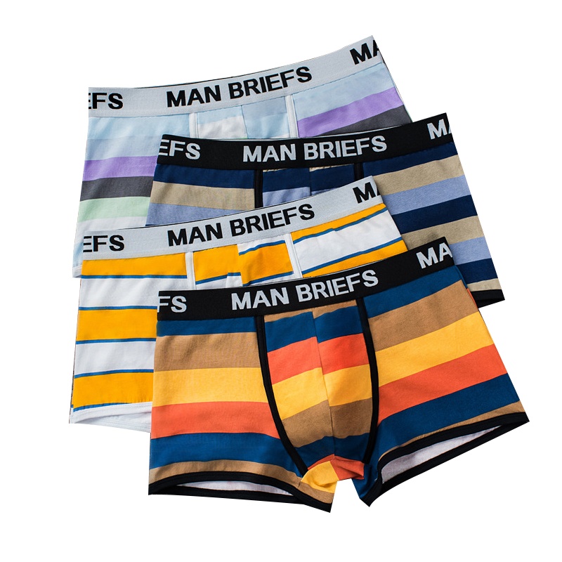 南极人(NanJiren)4套装男士内裤舒适面子条纹平角裤青年塑身性感四角裤头短裤