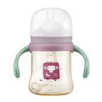 babycare婴儿奶瓶ppsu 耐摔新生儿宽口径宝宝硅胶吸管奶瓶防胀气 暮色紫 240ml