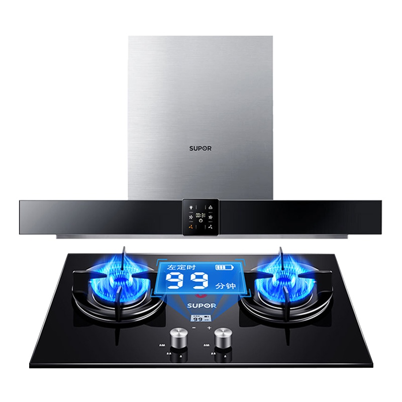 苏泊尔(SUPOR) 免拆洗抽油烟机燃气灶具套装 智旋干洗欧式油烟机 烟灶套装DU3W3+DB2Z1A 天然气