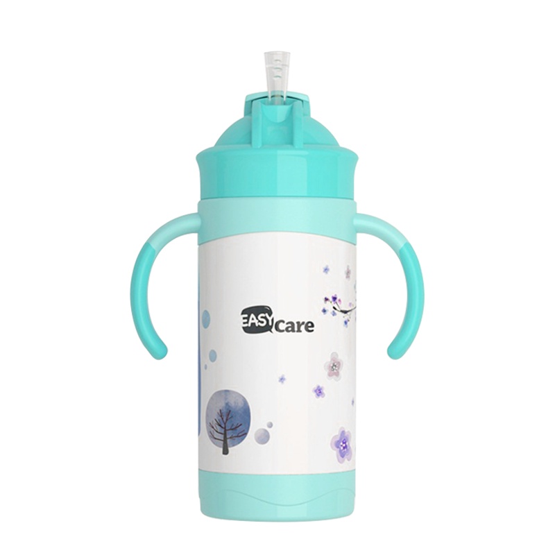 伊斯卡尔(EasyCare)350ml儿童保温杯水杯婴儿宝宝吸管杯学生水壶学饮杯蓝色