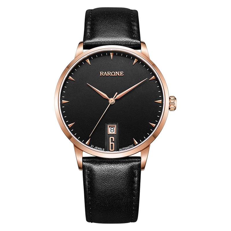雷诺(RARONE)男式手表自动机械表皮带表防水休闲时尚男士腕表8670159