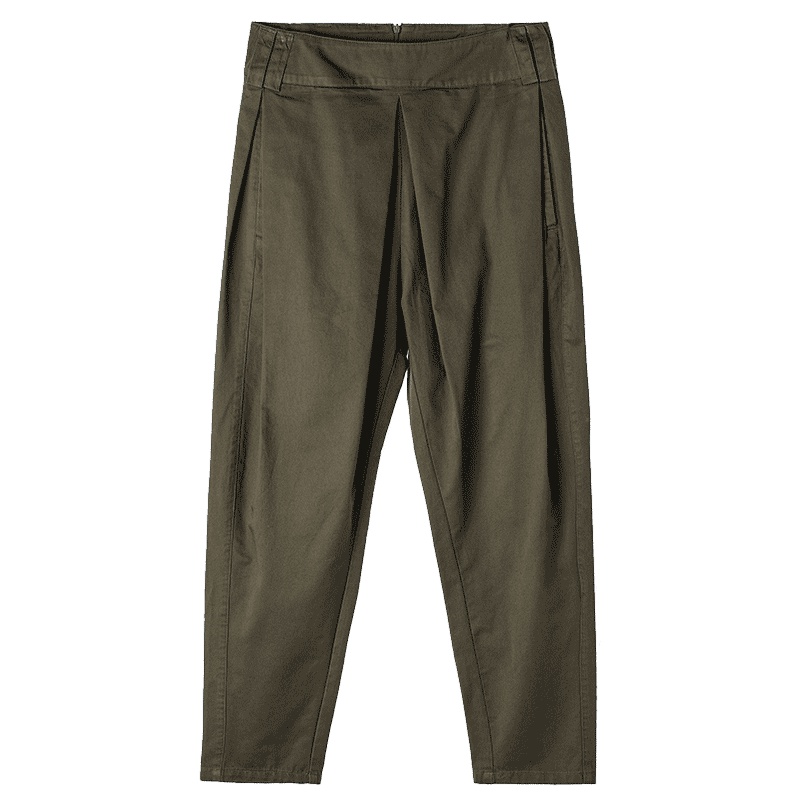 sdeer圣迪奥2018秋装休闲简约宽松军绿休闲九分裤萝卜裤S17380840