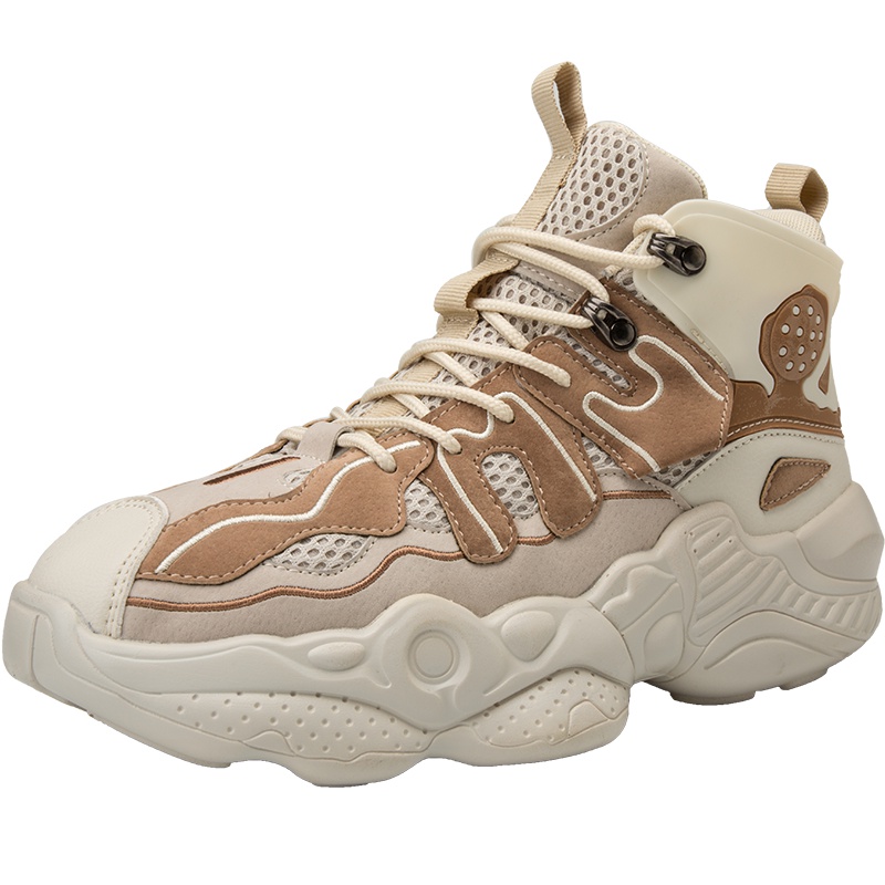 男士篮球鞋秋季老爹鞋透气耐磨防滑中帮厚底减震潮流拼色运动鞋男