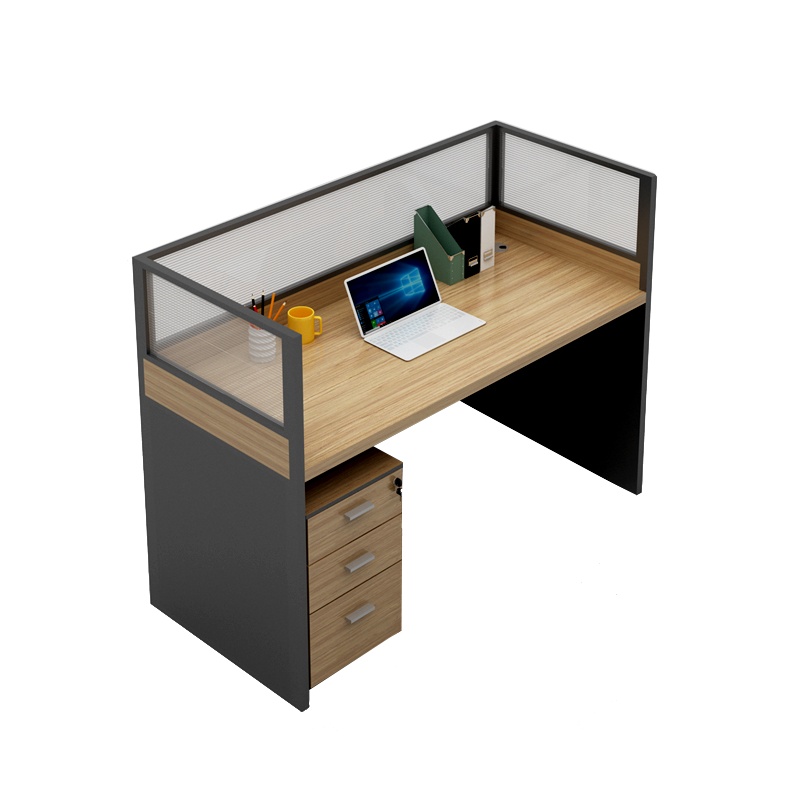 臻远办公桌职员办公室隔断屏风卡座 一字型单人位含柜