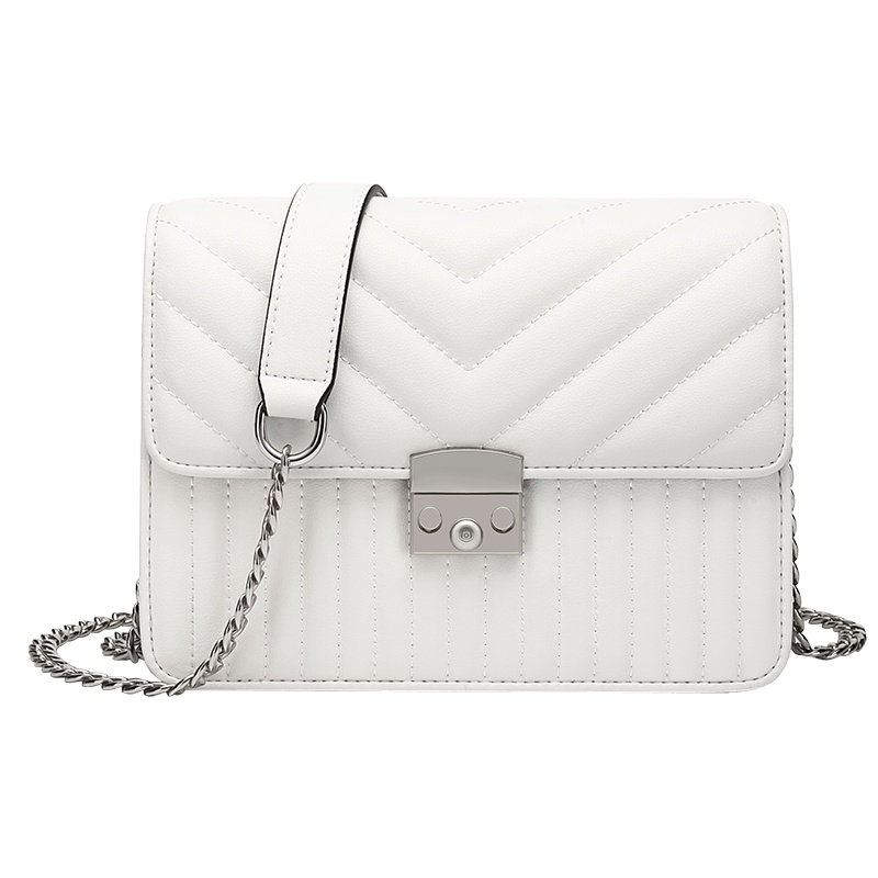 高尔夫GOLF时尚菱格绣线小方包耐磨牛皮女士链条斜挎包潮流大容量单肩包女