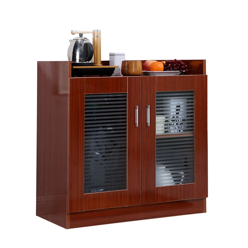 永格矮柜储物柜茶水柜办公室会议室茶水柜现代简约茶水间柜柚木色