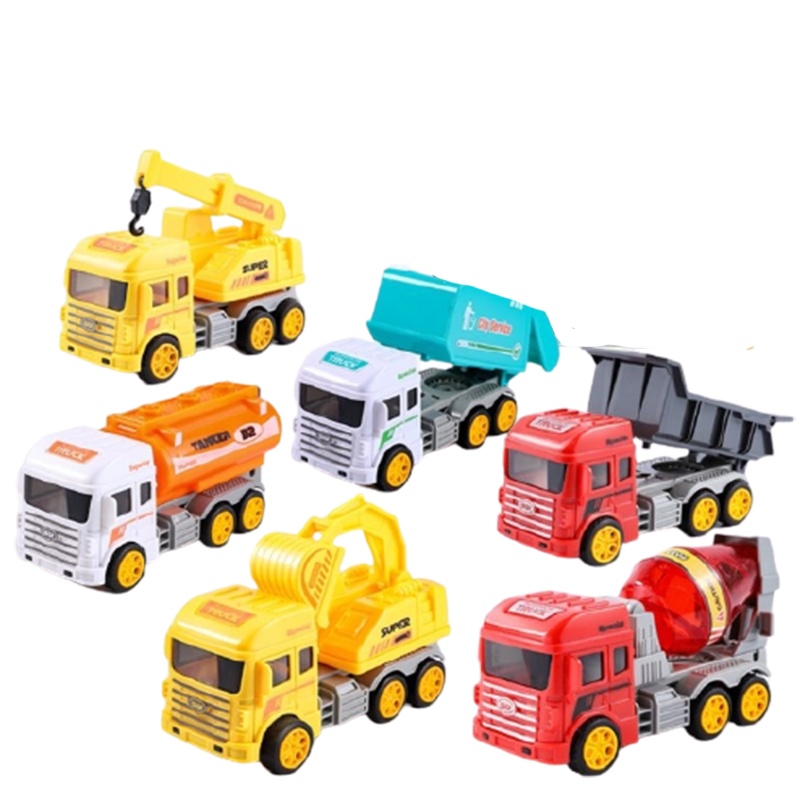 儿童宝宝玩具小汽车智扣男孩小车子回力工程车套装女孩礼物1-3岁2 6件套套装礼盒