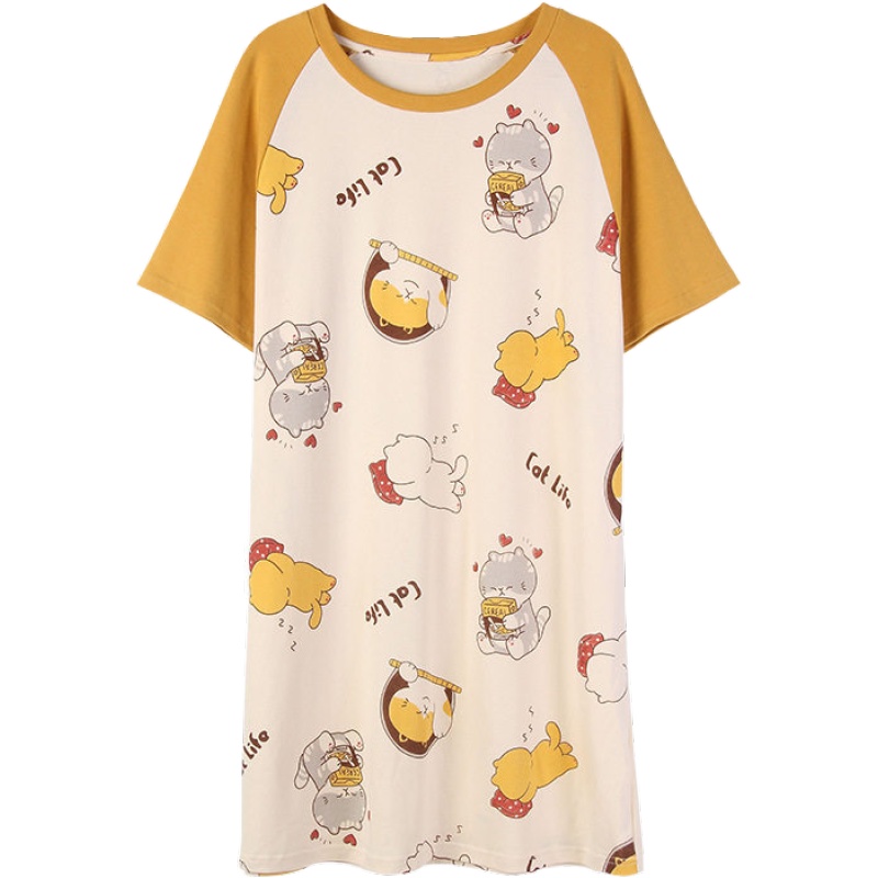 俞兆林2020夏季女新款睡衣短袖睡裙休闲可爱家居服可外穿