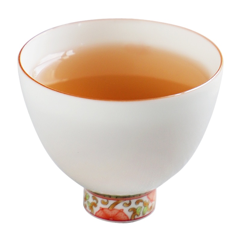 景德镇 功夫茶杯手绘粉彩陶瓷品茗杯景德镇 茶具白瓷小茶杯主人杯花漾杯