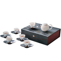 古镇陶瓷景德镇功夫茶具套装家用玲珑瓷泡茶茶杯陶瓷礼盒13头茶具花好月圆