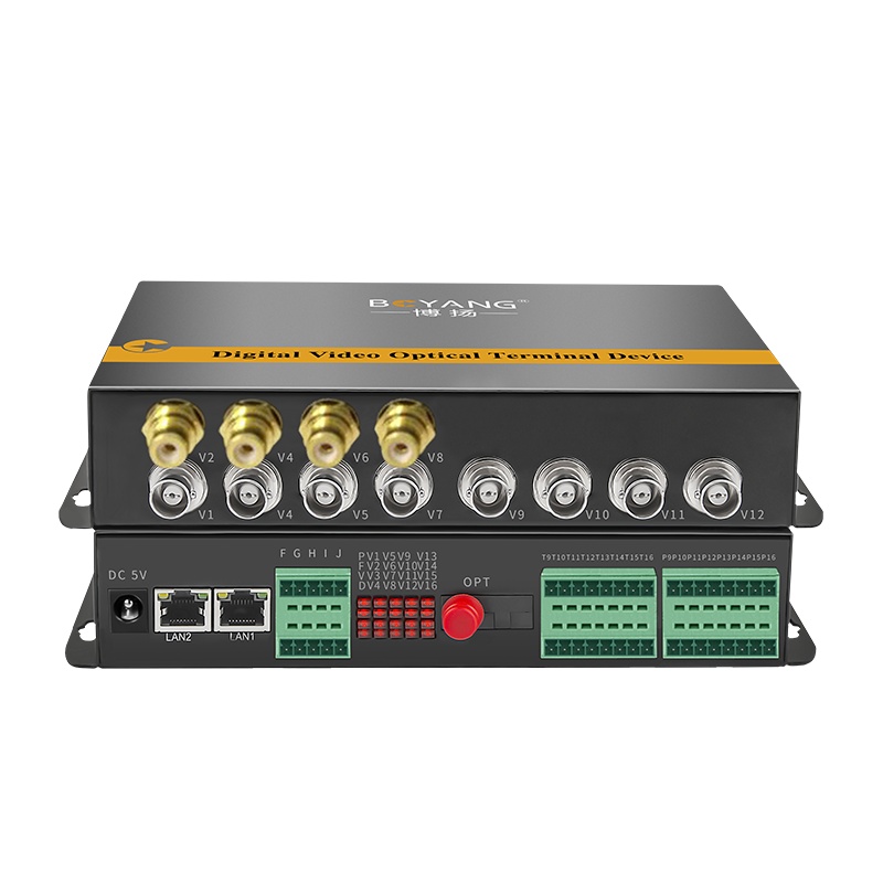 博扬 综合业务电话光端机 2路双向视频+2路双向音频+反向485单模单纤80KM 1对 BY-2Vv2Aa1D-80km