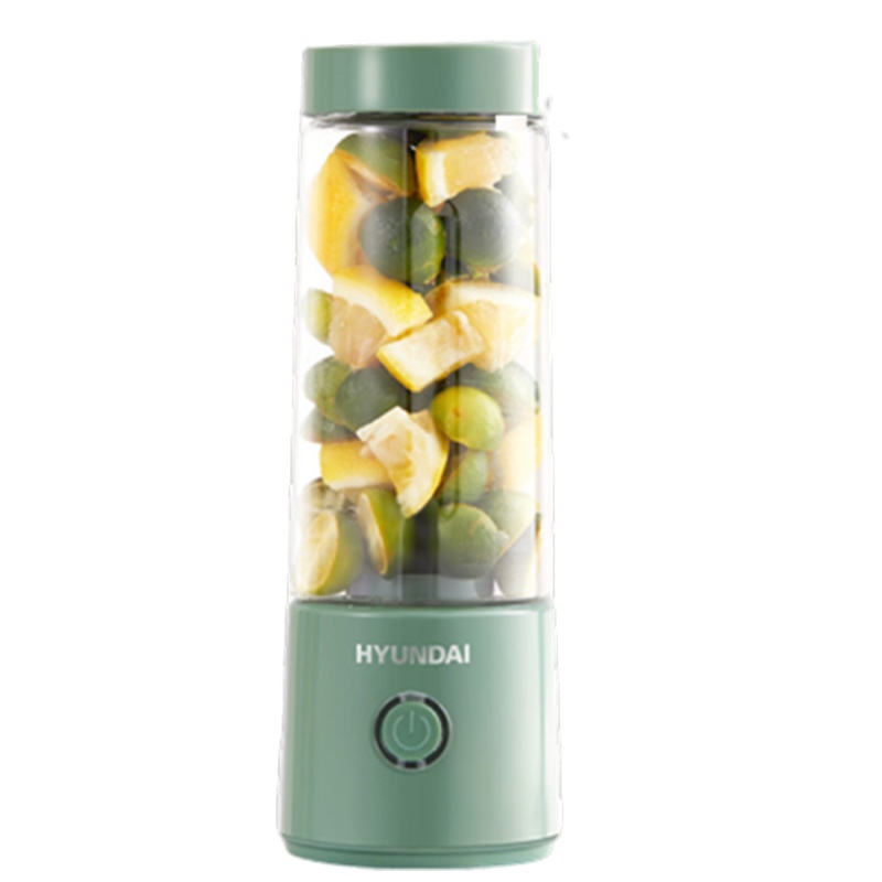HYUNDAI榨汁机 小型便携式榨汁杯家用多功能炸水果电动迷你果汁杯随身杯无线简易果汁机 樱花粉
