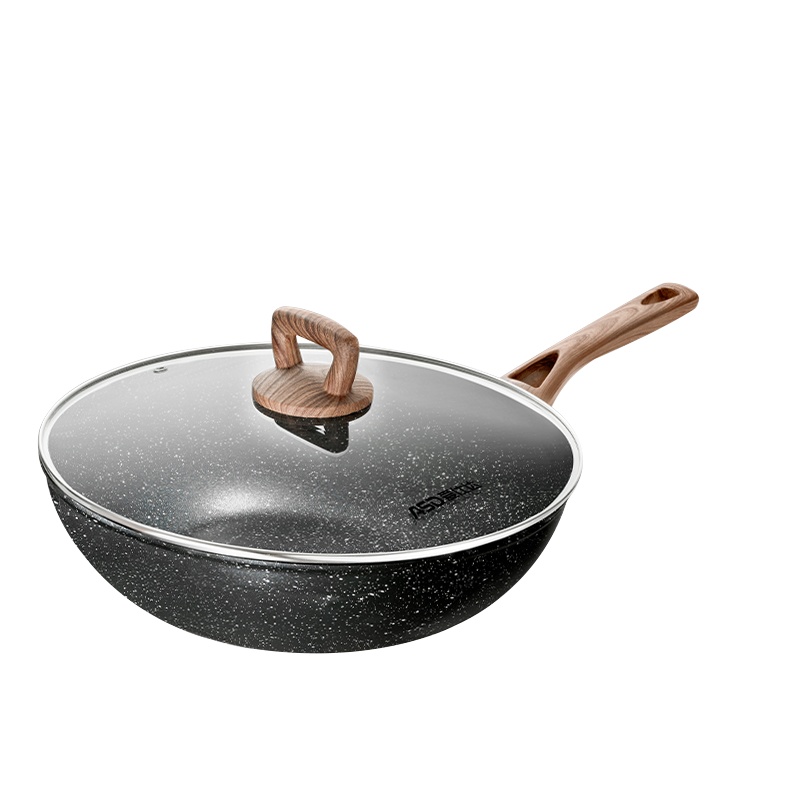 爱仕达(ASD)32CM麦饭石色不粘锅炒锅轻巧锅身少油少烟燃气灶电磁炉适用家用平底炒菜锅具CL32A3WT