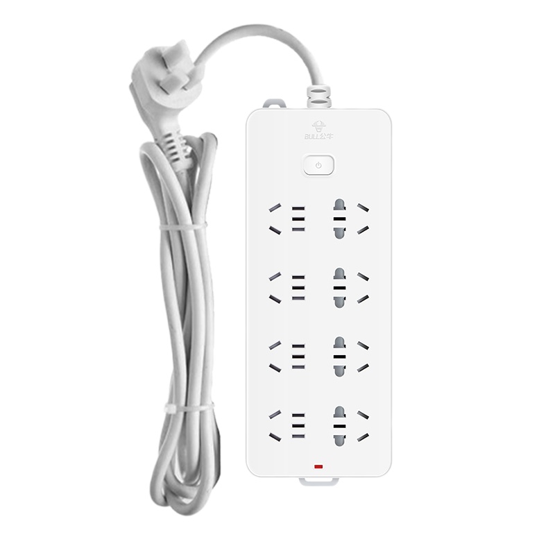 公牛插座 超功率过载保护 总控开关电源插座接线板 插排插座 拖线板 8插217 全长3米