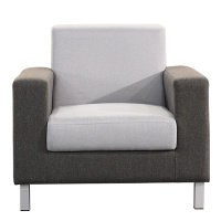 欧宝美 休闲沙发简约沙发小户型沙发布艺懒人沙发 黑灰色酒店沙发