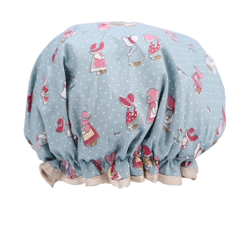 买1送1 双层浴帽 帽女士纳丽雅洗澡成人沐浴帽洗头帽 厨房防油烟帽 粉色猫咪+蓝色猫咪