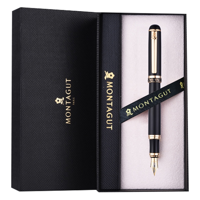 梦特娇(Montagut)黑丽雅银夹美工笔 1.0mm变尖 钢笔 商务办公钢笔 书写练字笔 签字笔 签名笔 办公钢笔