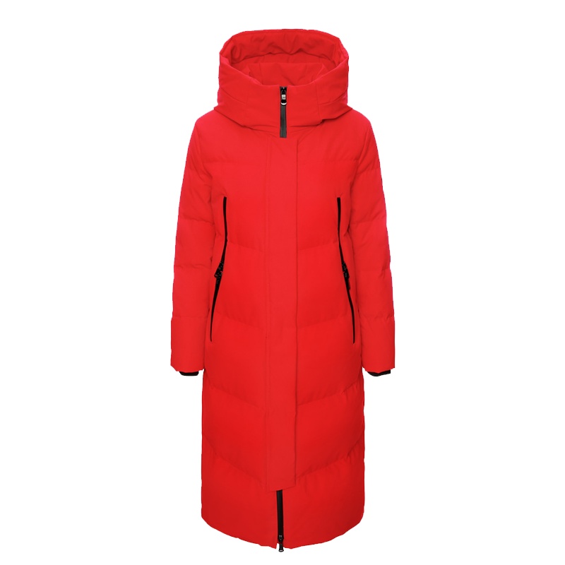 高梵羽绒服女中长款2020年新款冬红色白鸭绒工装外套女装