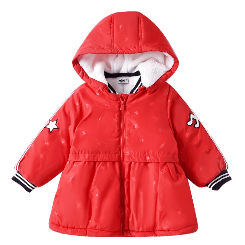 铅笔俱乐部童装2019冬季新款女童棉衣小童加绒保暖外套儿童连帽衣
