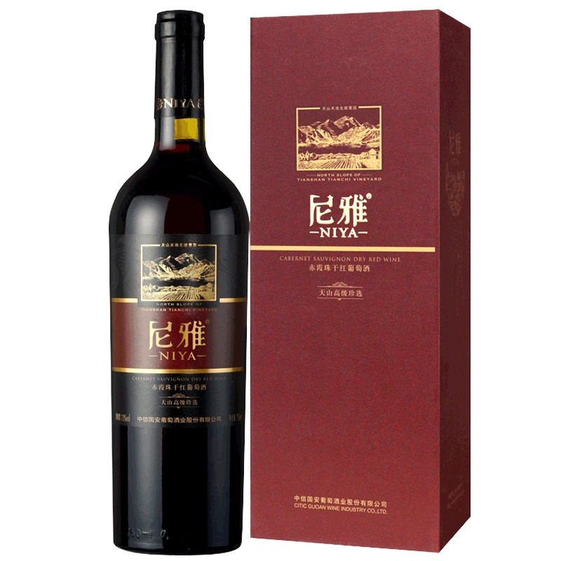 尼雅天山高级珍选赤霞珠干红葡萄酒 750ml*2*3 整箱装