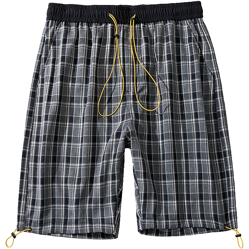 No.1dara韩版潮流裤子男夏季新款休闲短裤男士宽松百搭格子五分裤