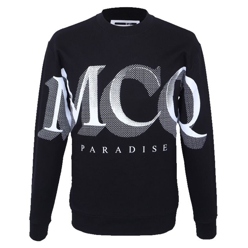 MCQ男士黑色棉质套头无帽圆领卫衣415099 RLH43 1000