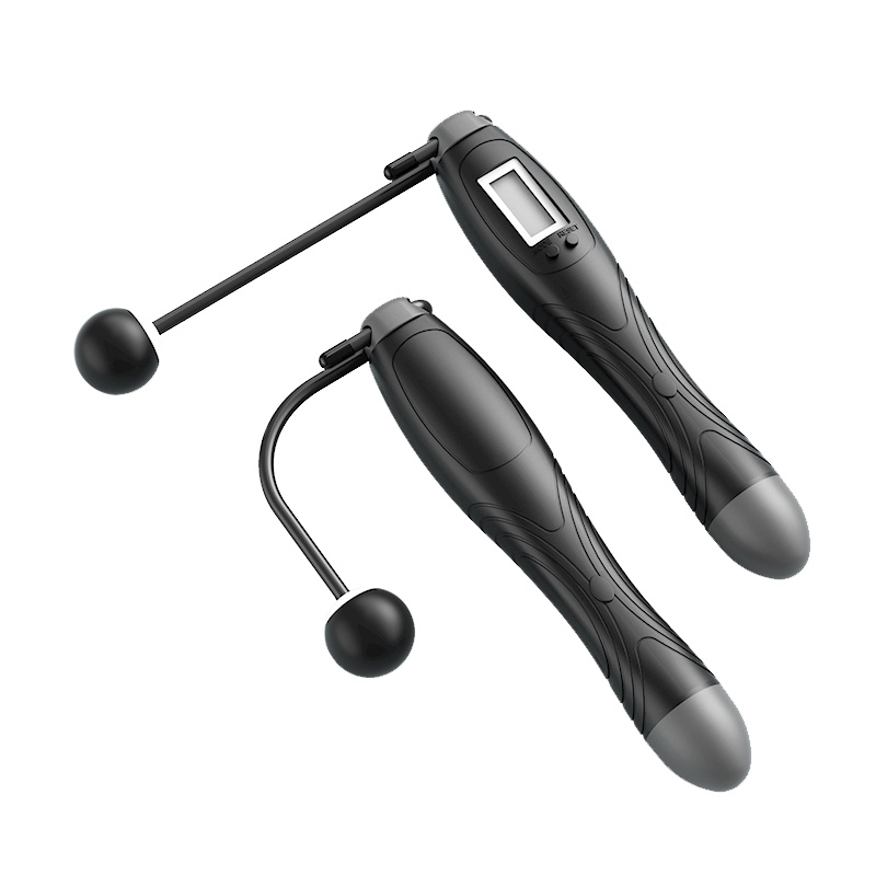 苏宁宜品智能跳绳无绳跳绳两用数显计数燃脂负重健身减肥运动无绳跳绳专业中考训练学生儿童钢丝跳绳子男女健身运动(黑色)