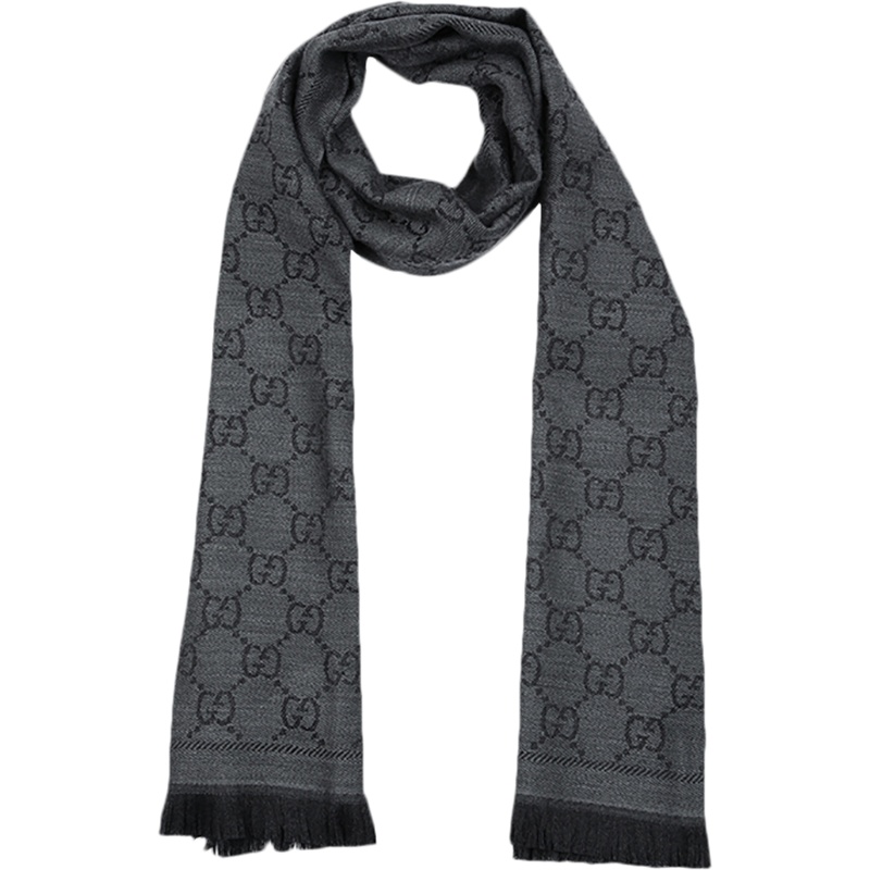 GUCCI 古驰 GUCCI围巾 羊毛 双G图案提花中长款流苏边女士围巾 133483 3G200