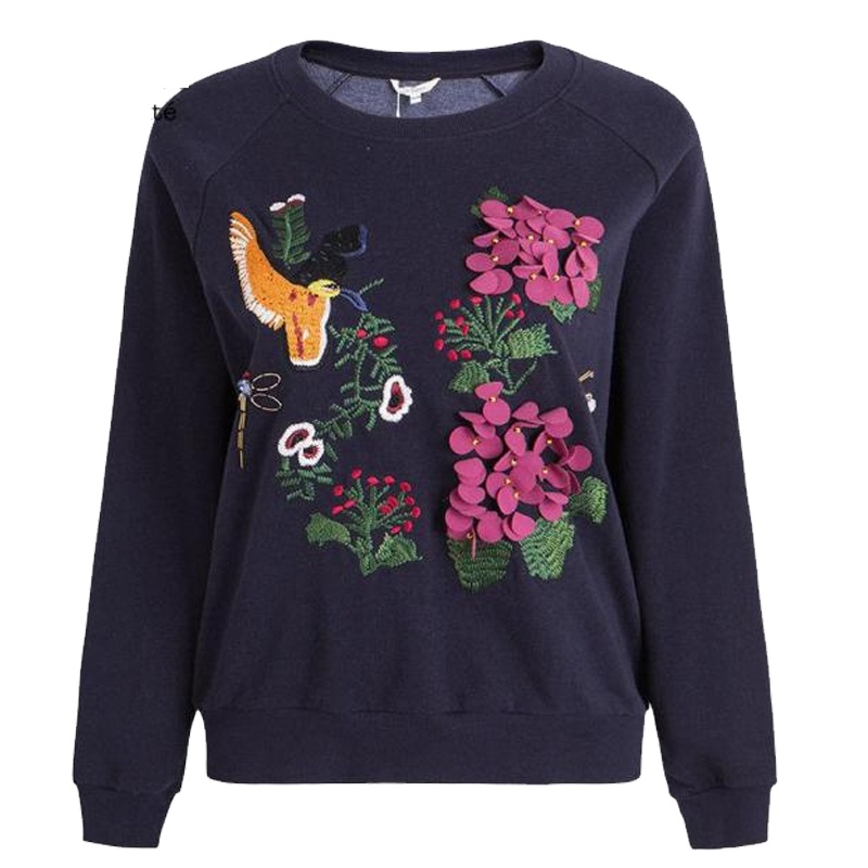 拉贝缇卫衣女学生韩版潮秋季新款立体花鸟刺绣时尚休闲套头上衣女60005191