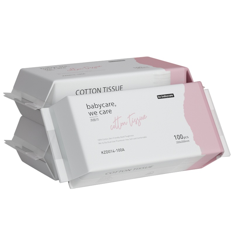 babycare 婴儿棉柔巾加厚加大 一次性洗脸巾干湿两用巾 新生儿洁面巾纯棉擦脸巾 成人可用 100抽*3包