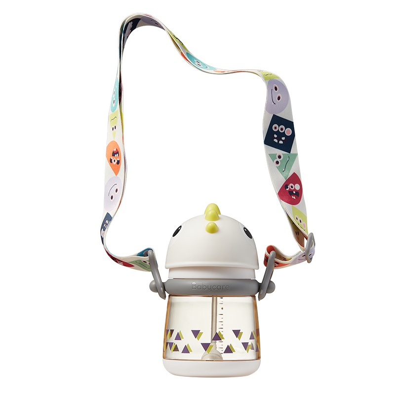 babycare婴儿学饮杯6个月宝宝喝水杯儿童吸管杯外出携带防摔PPSU挂绳款-300ml-安伯灰