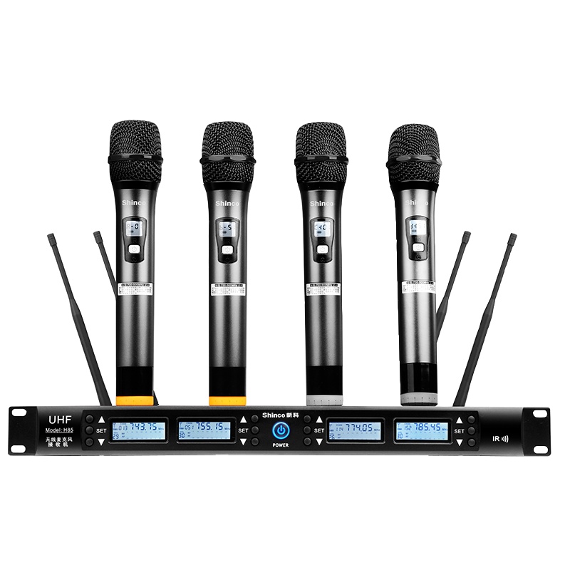 Shinco/新科H85无线话筒一拖四 专业舞台演出婚庆KTV话筒 会议鹅颈式领夹真分集麦克风U段
