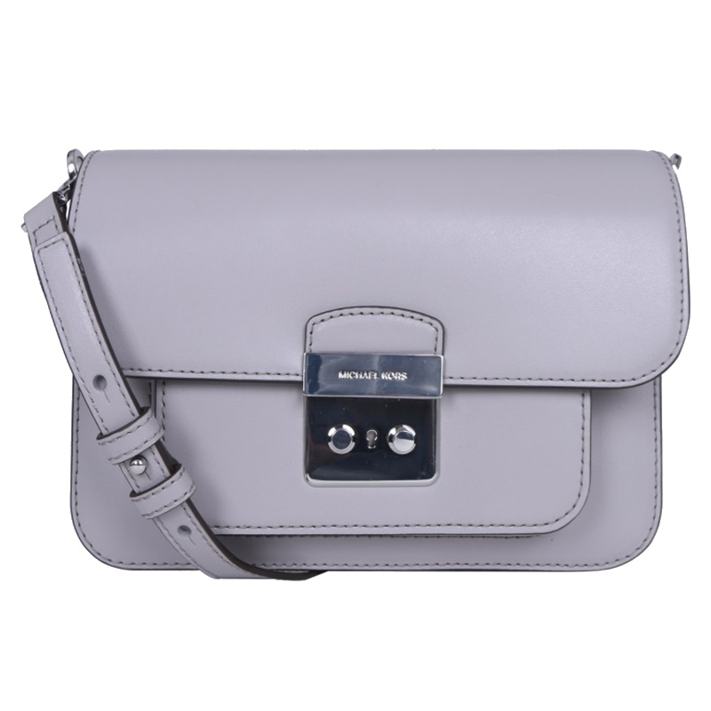 MICHAEL KORS女士灰色皮质斜跨包30T7SS9L3L PEARL GREY