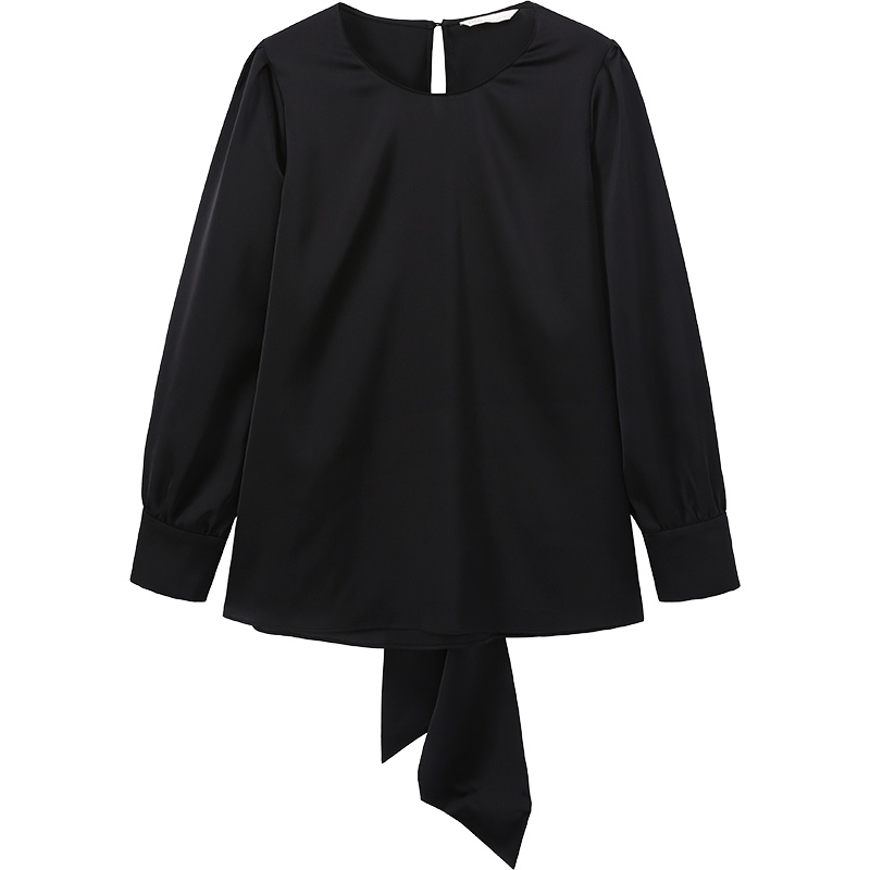 ERAL/艾莱依2018新款时尚宽松显瘦蝴蝶结系带衬衫女