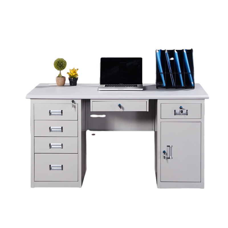 创世人 办公家具1.2米1.4米钢制铁皮电脑桌财务桌子带锁带抽屉写字台桌办公桌