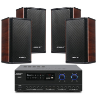 狮乐会议音响套装 专业合并式定阻功放壁挂音箱组合 ktv家庭影院、培训室、教室、店铺背景音 AV108+108*4红