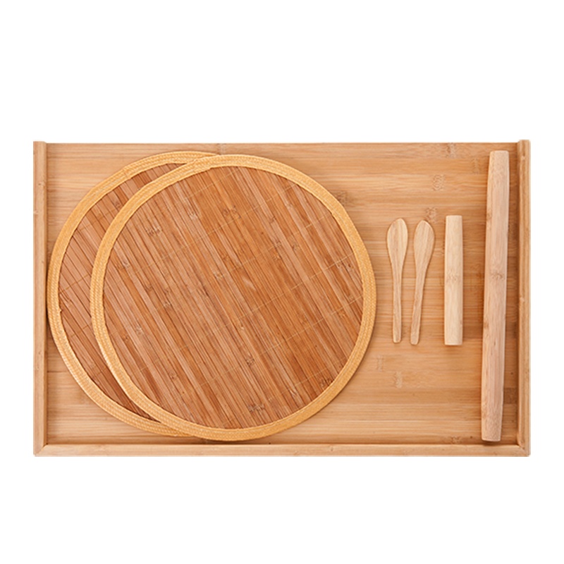 双枪（Suncha）砧板 厨房工具大号饺子板竹制竹色 擀面板揉面板擀面杖饺子帘套装五件套 ZB6916