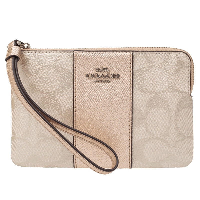 自营 新品 蔻驰 COACH 女士皮革礼盒装手拎包零钱包香槟色小号 F38655 SV/PL