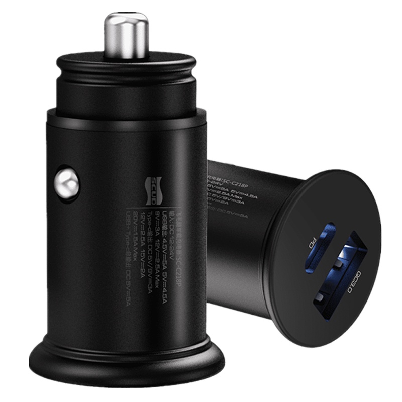 飞毛腿（SCUD）SC-C218P Type-C/USB 5A双输出 快充车载手机充电器 金色