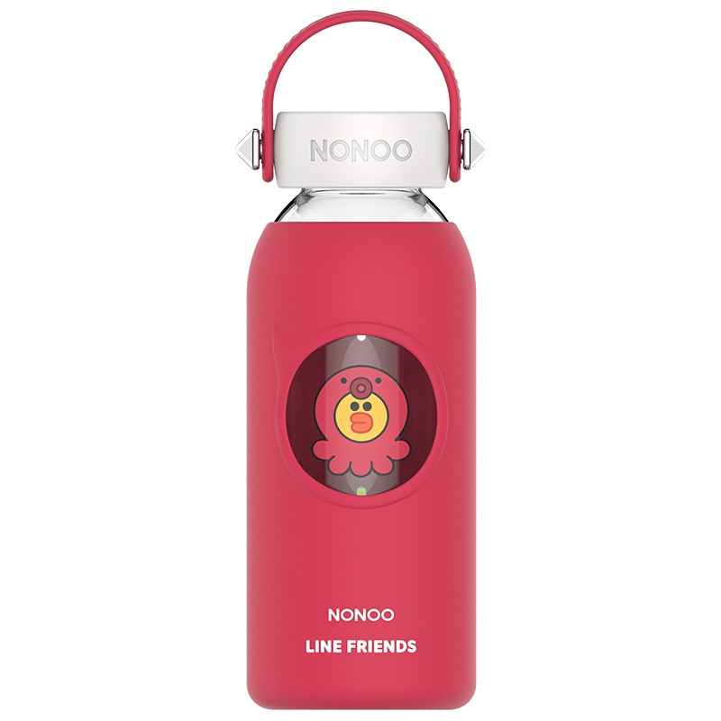 NONOO 酷卡玻璃杯LINE FRIENDS 400ML 桃红