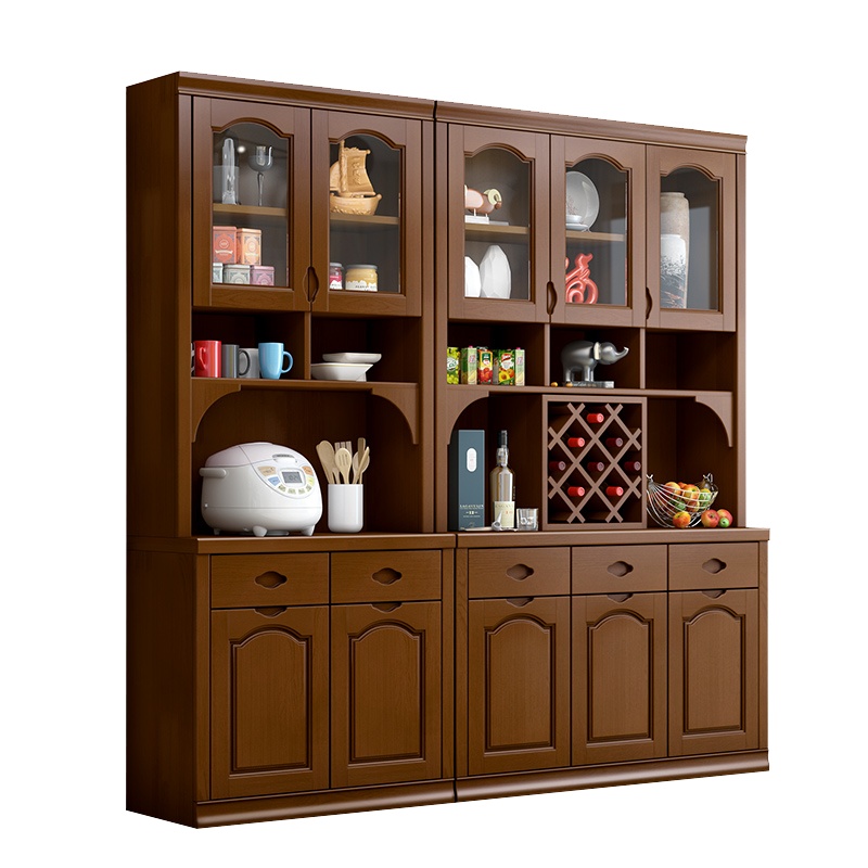 一米色彩 酒柜 间厅柜 中式实木餐边柜餐厅茶水柜多功能厨房收纳柜储物柜微波炉碗柜 家具