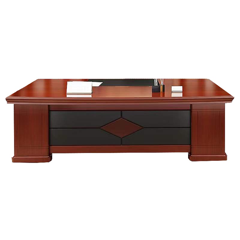 质凡办公家具实木贴皮老板桌油漆办公桌