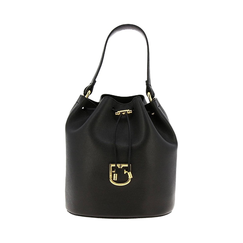 FURLA/芙拉 女士CORONA系列牛皮手提斜挎水桶包1007824黑色高端女士单肩包 